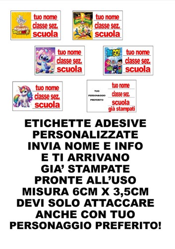 Etichette adesive scuola - etichette,